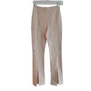 AARON & AMBER Tan Beige Split Hem Ponte Knit Stretch Pants - Women's Size S NWT